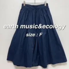 アースミュージックアンドエコロジー ガウチョパンツ F ウエストゴム ネイビーのサムネイル
