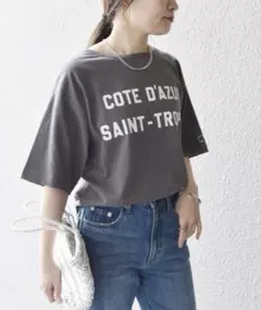 シップスエニィ　Tシャツ　ロゴ　グレー　スミクロのサムネイル