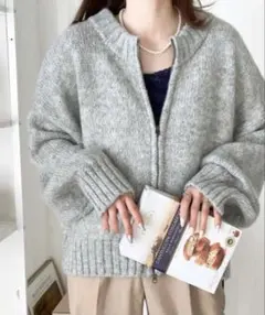 Java 2wayダブルジップ ニットカーディガン
