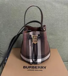 バーバリー Burberry ミニ チェック バケットバッグ 安心鑑定つき 