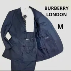 バーバリーロンドン セットアップスーツ ネイビー 3B ストライプ Mサイズ美品