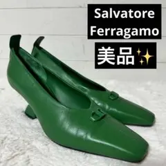 美品✨Ferragamo フェラガモ　スクエアトゥ　パンプス　ガンチーニ　レザー