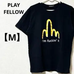PLAY FELLOW【M】ブラック ロゴT パロディ ユニセックス　綿100%