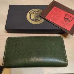 栃木レザー、 オリーブ長財布小さめ
