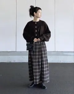 ひろ様専用です♡ レトロプリーツタータンチェックマキシスカートのサムネイル