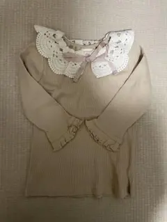 ベージュ リブ編み ワンピース レース襟　バースデイ　futafuta