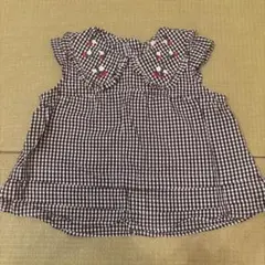 プティマイン ギンガムチェック トップス ブラウス フリル