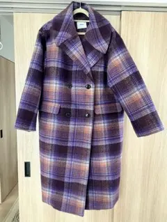 【美品】MURUA パープル チェック ロングコート