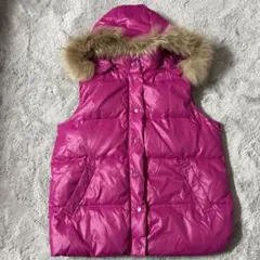 ファー付きダウンベストピンク短丈m グランジ 平成ギャル y2k お兄系 光沢