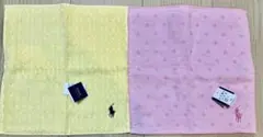 Polo Ralph Lauren ドット柄タオルハンカチ　ピンク色&イエロー