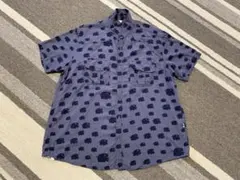 D-STORE'S メンズ半袖シャツ総柄ブタ柄ネイビー×パープル大きめサイズのサムネイル