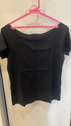 美品　COMME CA ISM ブラックオフショルダーデザインTシャツ L