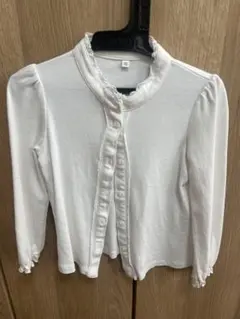 anyfam フリル付きホワイトボタンシャツ 100cm