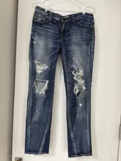 【RODEO CROWNS】 ダメージデニム ブルー サイズ28