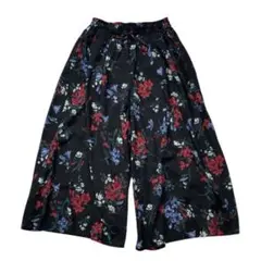 【A3663】JEANASIS/ガウチョパンツ/Fサイズ/花柄/ブラック