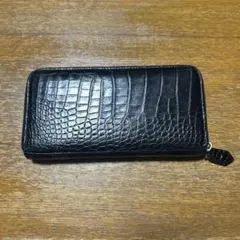クロコダイル風合成皮革 長財布 ブラック