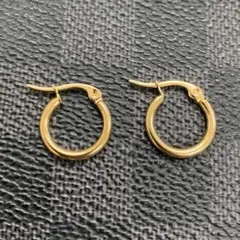 チャンキーフープピアス 両耳ペア サージカルステンレス 15mm ゴールド