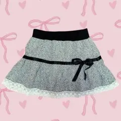 y2k 00平成 姫ギャル 甘ロリ ツイード リボン レース ミニスカ