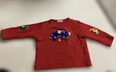 ミキハウス　赤色 車の刺繍 長袖Tシャツ