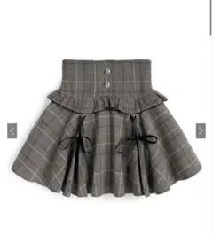 GRL チェック柄ダブルリボンフリルミニフレアスカート[za019a]
