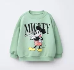 ZARA ベビー 新品 ミッキーマウス スウェットトレーナー 110 グリーン