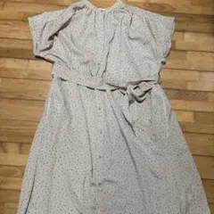 SALE 半袖　ドット柄　ベージュ　ロングワンピース