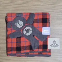新品　vivienne westwood　オレンジチェック　くまガーゼハンカチのサムネイル