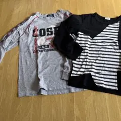 長袖カットソー グレー 黒 140 ロンT 2枚セット