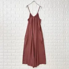 レプシィム【F】桃色 キャミソールサロペット ワイドシルエット 光沢感 おしゃれ