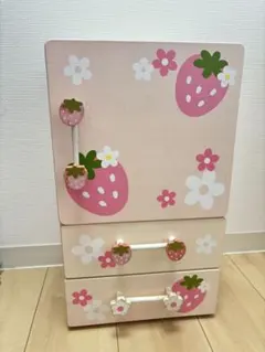 ②希少　廃盤品　マザーガーデン　野いちごワイドチェスト　3段　収納棚　ラック ②希少 廃盤品 マザーガーデン 野いちごワイドチェスト 3段 収納棚