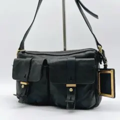 良品 MARCJACOBS 牛革 オールレザー ショルダーバッグ 黒 f208