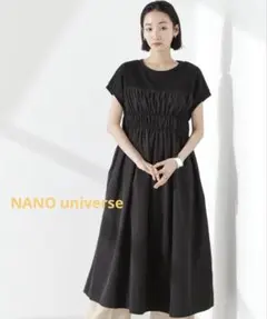 NANO universe◾︎フロントシャーリングドッキングワンピース◾︎ブラックF