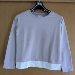 キッズ140 女の子 長袖カットソー レイヤード ラベンダー