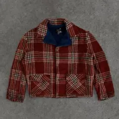 60〜70s ウール短丈チェックジャケット USA製 裏ボア 配色◎ A2型