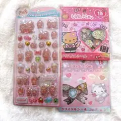 うるちゅるポップシール　モンチッチ　ハローキティ　クリスタルシール　3つセット