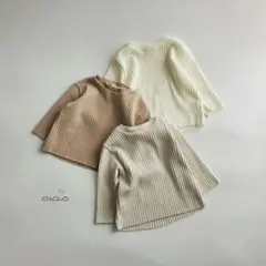 マドレーヌリブトップス　anggo 長袖tシャツ ロングt カットソー 春秋冬