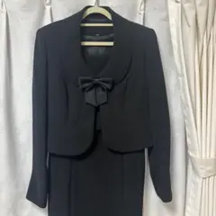 喪服 ブラックワンピーススーツ リボン付きジャケット