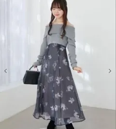 フラワーオフショルドッキングワンピース　マジェスティックレゴン