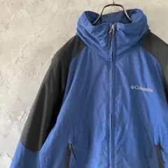 コロンビア　マウンテンジャケット　刺繍ロゴ　フルジップ　バイカラー　青　LO15
