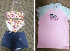 女の子用セパレート水着 150サイズ 3点セット＋ラッシュガード