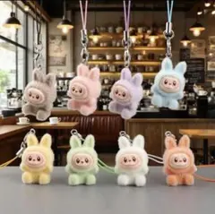 値下げ！ラブブ！ウサギ型ファーキーホルダー 8色セット