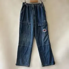 デニム カーゴパンツ ゴムウエスト160サイズキッズレディース