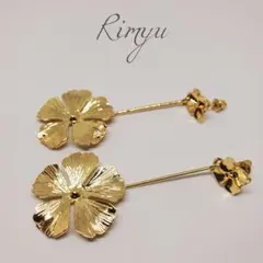 ゴールドフラワー　ロング ピアス　ブライダル ウェディング アクセサリー5