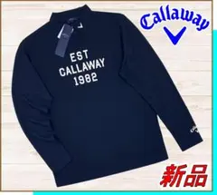 新品キャロウェイゴルフシャツ軽量Callaway春モックネック紺LL/XL長袖