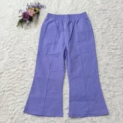 大きい3L✨美品＊プニュズ　ストレッチフレアパンツ　ウエストゴム　パープル