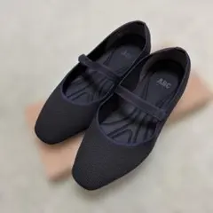 【美品】ABC SELECT ブラック ニット フラットシューズ Sのサムネイル