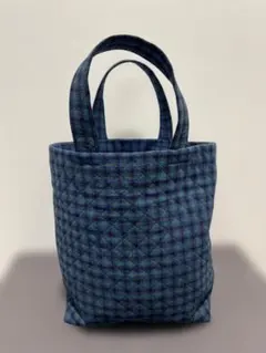 トートバッグ チェック キルティング ファミリアチェック ネイビー