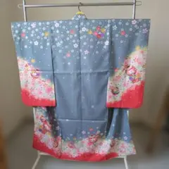 七五三 着物 グレー 桜 鞠柄　ひな祭り　お正月　7歳のサムネイル