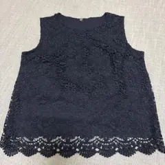 中古UNIQLO ネイビー レース ノースリーブ M