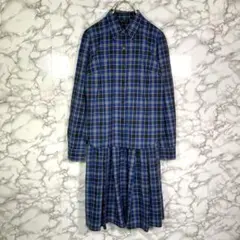 アニエスベー　（S相当）　チェックセットアップ　ブラウス＆ワンピース　ブルー